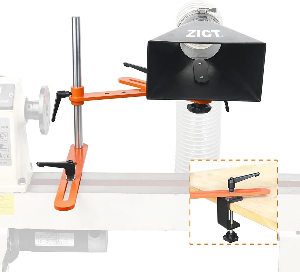 Dust Hood Stand with Folding Extension Arm, Wood Lathe Dust Hood Collection fitt