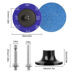 52Pcs 2″ 36 Grit Zirconia Roll Lock Sanding Discs Set 1/4″ Shank for Die Grinder