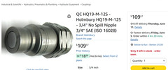 3/4 inch hp quick connect coupler set. – wrong size for bobcat- Never used