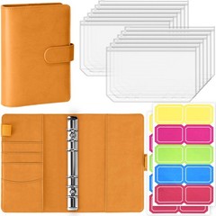 Antner Budget Binder with Zipper Envelopes, Money A6 Size, Dark Yellow