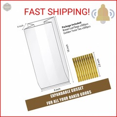 Nicunom 300 Pack Clear Bread Bags with Ties,18x4x8 Inches Plastic Bread Bag Bulk