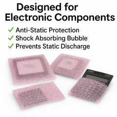 12×15.5 Pink Anti-Static Bubble Pouches Self Seal 3/16″ Poly Bags