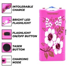 Mini Stun Gun and Pepper Spray for Self Defense -Extremely Powerful Pink