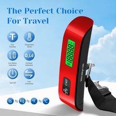 Luggage Scale 110 Lbs Weight 4 Unit Switching LCD Display Travel Digital Red