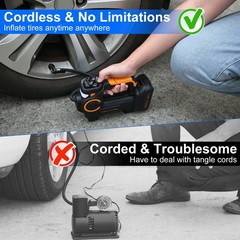 1Pc 140W 150PSI 21V Battery Powered Tire Inflator Cordless Air Inflator Digital
