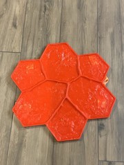 BIG FLOWER RUBBER CONCRETE CEMENT STAMP STONE TEXTURE MAT + HANDLES 20” X 20”
