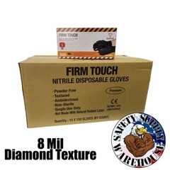 Firm Touch Black Nitrile Disposable Gloves 8 Mil Diamond Grip – 1,000 gloves