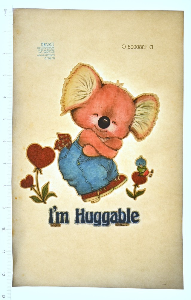 Original VINTAGE 1970s Heat Transfer | I’m Huggable Koala Bear