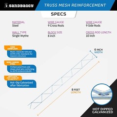 Sandbaggy 8 ft Truss Mesh Reinforcement – Hot Dipped Galvanized (8 ft L x 6″ W)