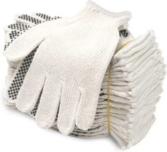 EvridWear Cotton Polyester String Knit Work Gloves With One Side Dots, 12 Pairs