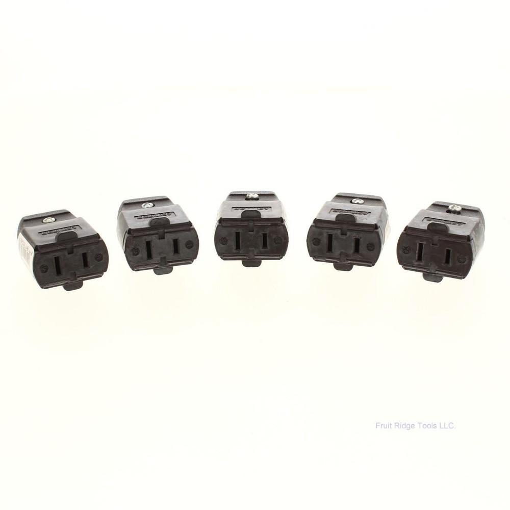 5 Leviton Brown 1-15 Straight Blade Connector Plugs NEMA 1-15R 15A 125V 102-P