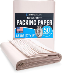 Bryco Goods Newsprint Packing Paper Sheets for Moving – 10Lb – 320 Sheets of New