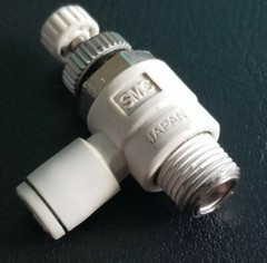 SMC push-to-connect 90 deg flow control air fitting 5/32 x 1/8 NPT AS2201F
