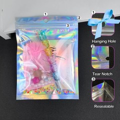 100 Pcs Holographic Resealable Packaging Bags for Small Business..(4X6 Inch)
