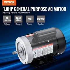 3450rpm 1HP Induction Motor 56C Frame 5/8in Shaft AC115V/230V Reversible