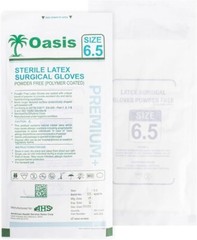 Sterile Latex Surgical Gloves, Size 6.5, Powder-Free, 50 Pairs/Box