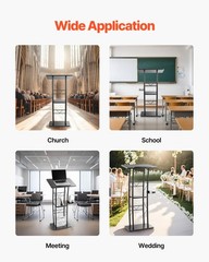 Podium Stand Metal/Acrylic/Wooden Lectern Storage Shelf Classroom Wedding Speech