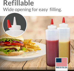 Condiment Squeeze Bottles 16Oz Wide Mouth Empty Squeeze