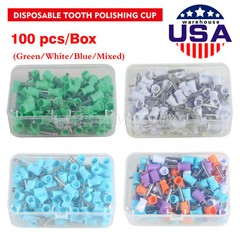 100 X Dental Polishing Polish Cups Prophy Cup Latch Type Brush Rubber Soft/Firm