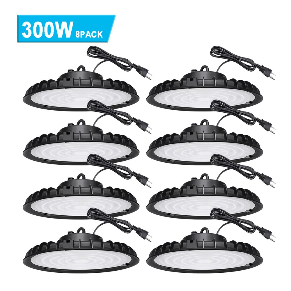8Pack 300W UFO Led High Bay Light Industrial Commercial Factory Warehouse Light