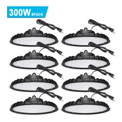 8Pack 300W UFO Led High Bay Light Industrial Commercial Factory Warehouse Light