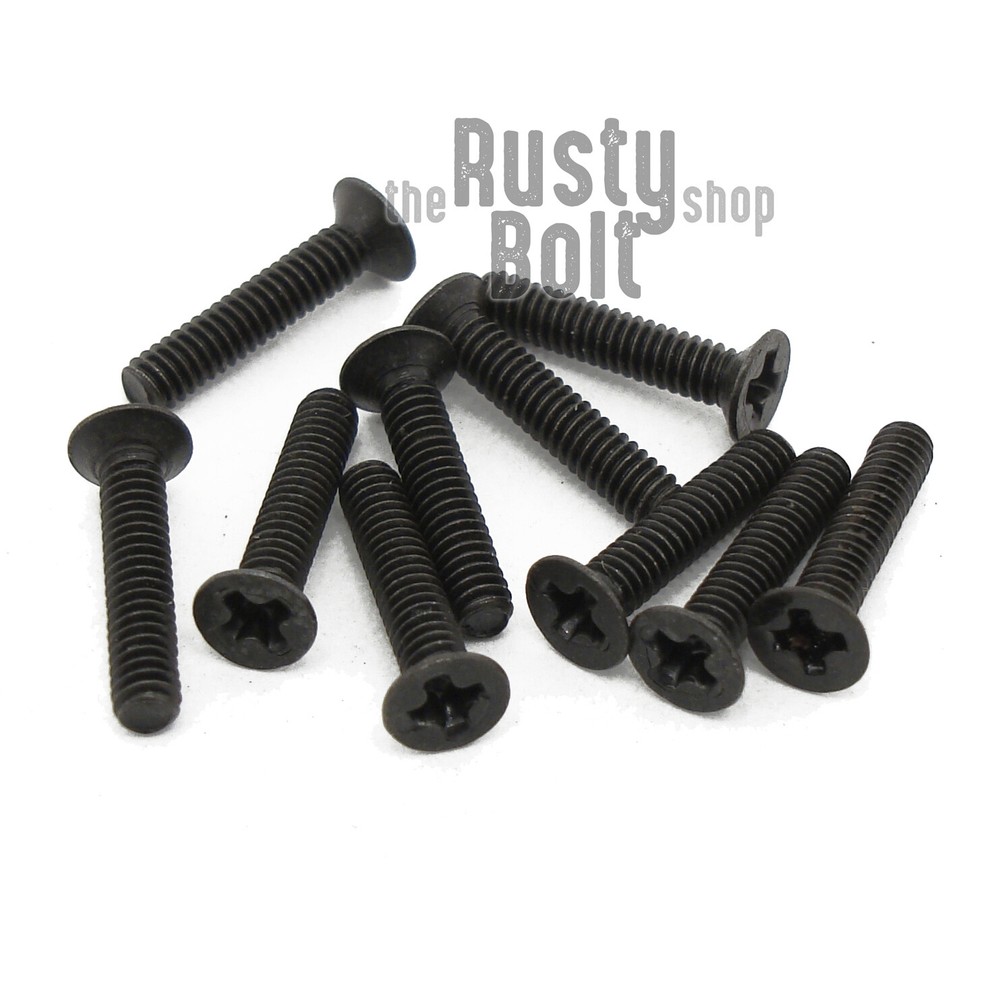 M2 x 10mm, Phillips Flat Head Screws, Steel, Black