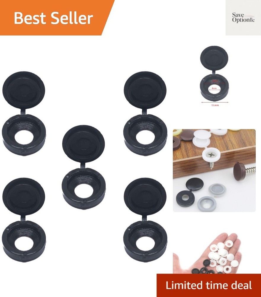 50 Pcs Black Plastic Hinged Screw Cover Caps for Sleek Finish on Projects