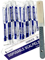 New Disposable Scalpel Blades With Plastic Handle ( Box of 10 ) Sterile Surgical
