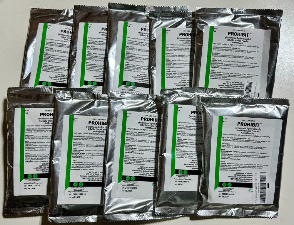 10 Packs Agrilabs Prohibit Soluble Drench Powder for Cattle and Sheep Exp:08/27