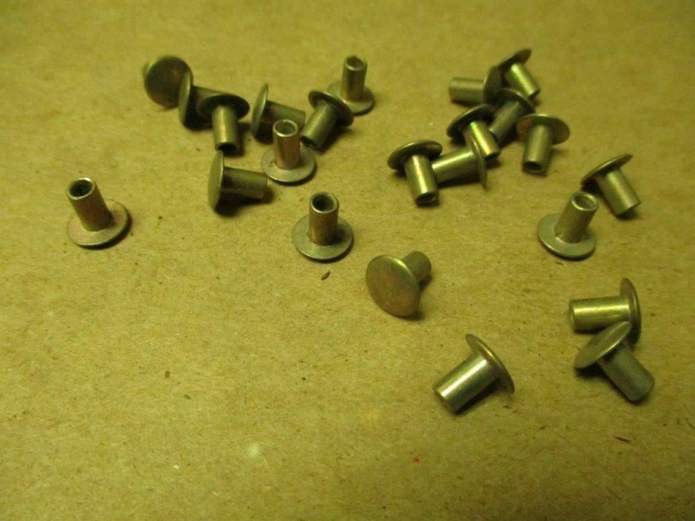 9/64″ x 1/4″ Semi Tubular Steel Rivets Tin Plated 100 Pcs. U.S.A. #1161