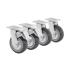 4PCS 6″ Heavy Duty Industrial Polyurethane Swivel Caster Safety Brake Wheels