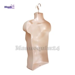 BLACK & FLESH MALE MANNEQUIN TORSOS SET +2 STANDS + 2 HANGERS MEN’s DRESS FORMS