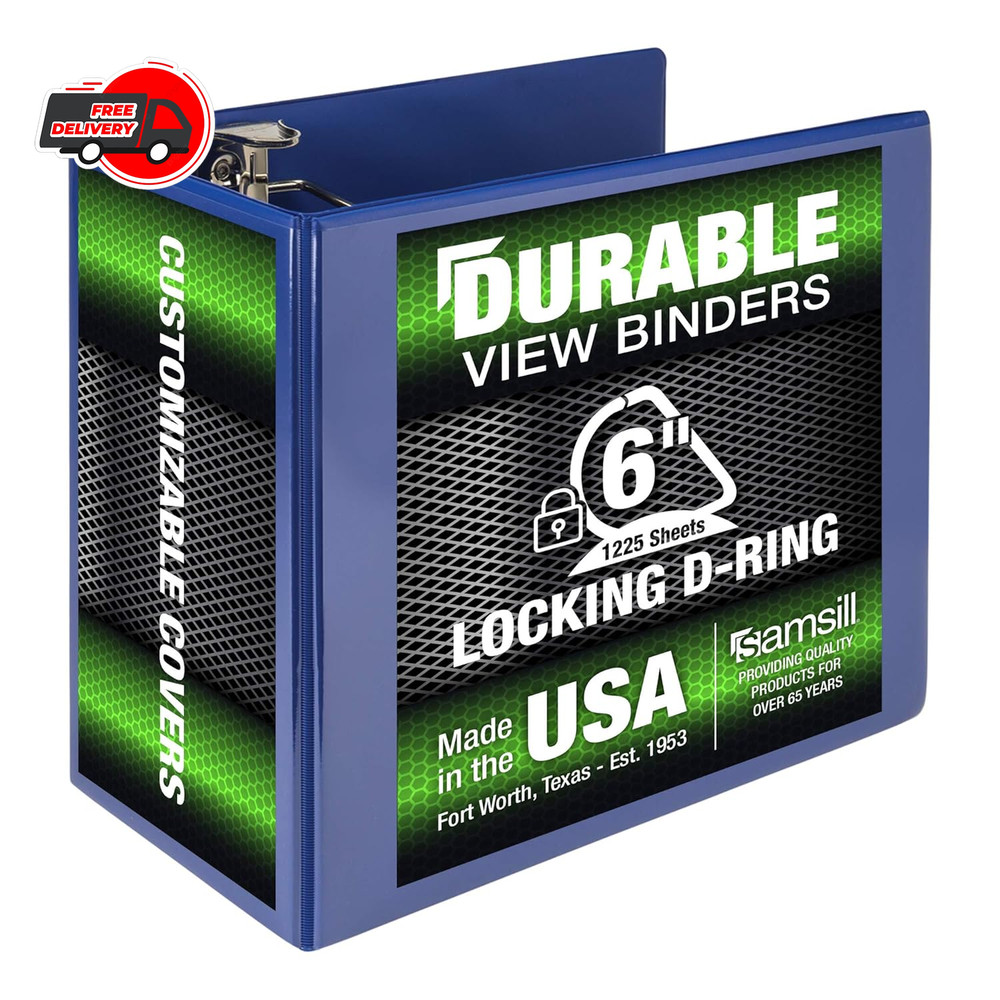 Samsill Durable 6 inch 3 Ring Binder Made in USA Locking D Ring FSC 100% Recy…