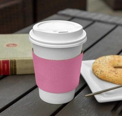 100 Pack] Pink Coffee Cup Sleeves Disposable for Hot Drinks, Durable Corrugated
