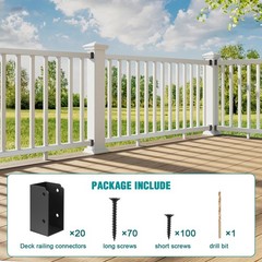 Eapele 20 Pack Steel Deck Railing Bracket Connectors for 2″x4″ (Actual 1.5″x3…