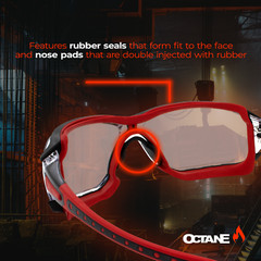 2 Pairs of Global Vision Octane Safety Glasses Blue + Red Gaskets Clear Lens