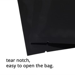 Many Sizes for Glossy Black Flat Foil Mylar Heat-Sealable Open Top Pouch Bag B01