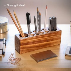 Solid Wood Pen Holder For Desk “ Fountain Pen Holder “ Stylish Wooden Pencil Hol