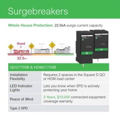 25kA 2-Pole Whole Home Surge Protection Device for Square D Homeline Load