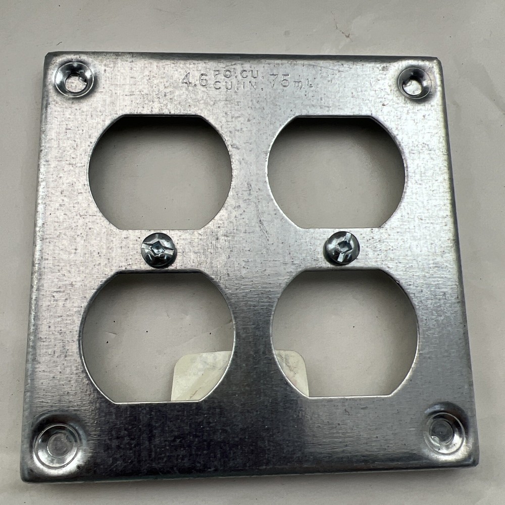 4″ Square Metal Double 2 Duplex Receptacle Plate Iberville BC8371 CSA Approved