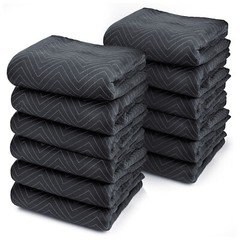 12 Moving Blankets Furniture Pads – Ultra Thick Pro – Black 40″ x 72″