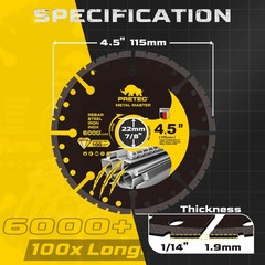 Diamond Cutting Wheel 4 1/2 Inch Metal Cut-Off with 6000+ Cuts on Rebar – 3 Pack