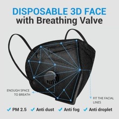 50/100Pcs Black KN95 Face Mask 5 Layer BFE 95% Disposable Respirator with Valve