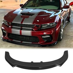 3Pcs V4 Style Front Bumper Lip Glossy Black Dodge Charger SRT Hellcat Widebody