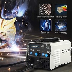 AZZUNO MIG Welder,Flux Core Welder Machine 110V 130Amp, Gasless MIG Welding Mach