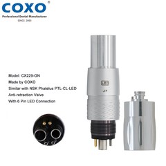 COXO Dental Handpiece Coupler 6 Hole NSK Phatelus LED Quick Coupler PTL-CL-Led