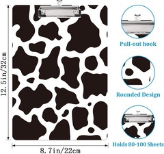 Cute Cow Print Clipboard A4 Letter Size Plastic Decorative, Pattern Varies
