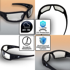 Birdz Eyewear Padded Osprey 24 Photochromic Motorcycle Sunglasses Clear To Smoke