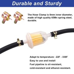 3/16 Inch ID Fuel Line Hose 10Ft + 20 Hose Clamps for Small Gas Engines