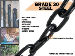 3/16″ x 10′ Black Powder Coated Grade 30 Proof Coil Safety Chain Swing Set